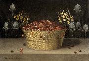 LEDESMA, Blas de Basket of Cherries and Flowers Germany oil painting reproduction